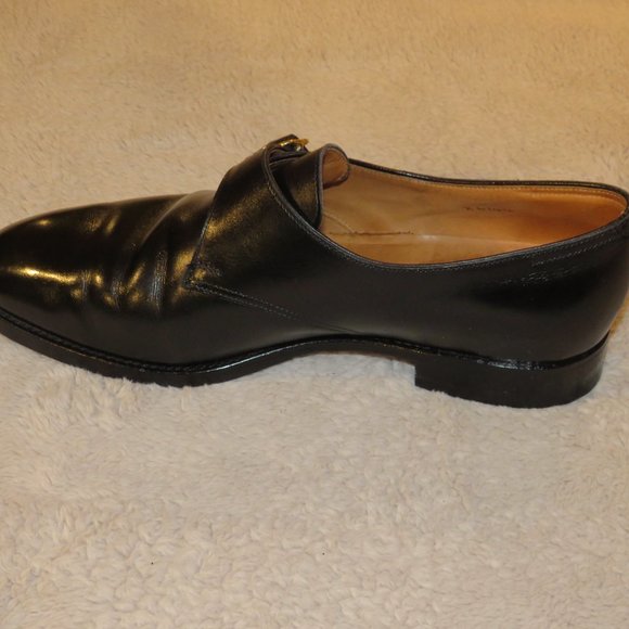 John Lobb Gould Black Leather Monk Strap Loafers Size 9C